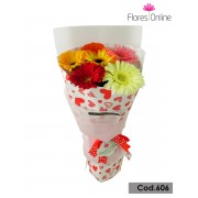 Bouquet Romantico 6 Gerberas(Cod.606) Bouquet Romantico 6 Gerberas(Cod.606)
