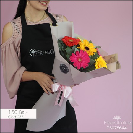 Bouquet Redondo 6 Gerberas (Cod.257)